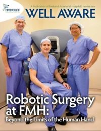 Well Aware magazine cover with the caption Robotic Surgery at FMH